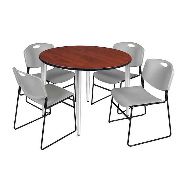 Regency Kahlo Round Table & Chair Sets, 48 W, 48 L, 29 H, Wood, Metal, Polypropylene Top, Cherry TPL48RNDCHCM44GY - main